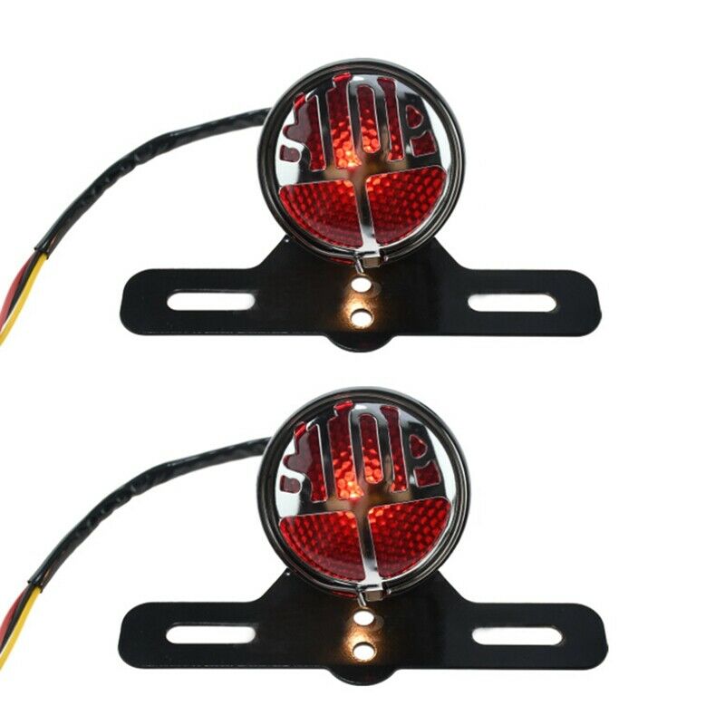 Motorcycle Retro Taillight Miller Stop Tail Light Number Plate Rear Lamp BrackH5