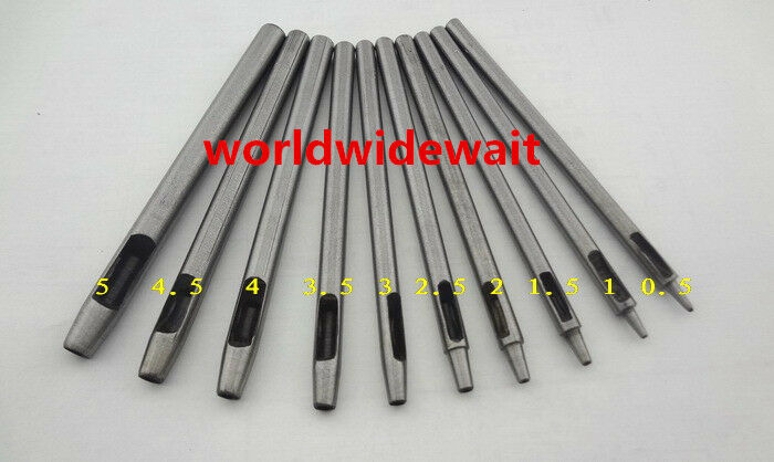 10PCS Belt Leather Craft Straight Round Punch 0.5/1/1.5/2/2.5/3/3.5/4/4.5/5mm