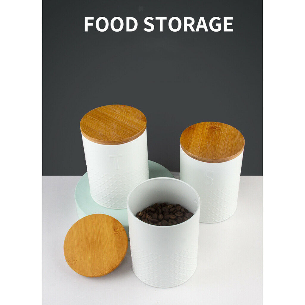3Pieces Kitchen Storage Canisters Sugar Storage Tin Dust-proof Canister