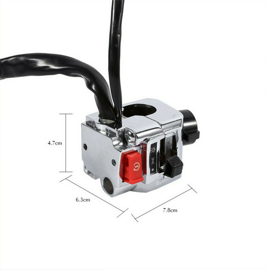 Motorcycle 7/8" Handlebar Control Switch Chrome Casing Turn Signal Start Switch