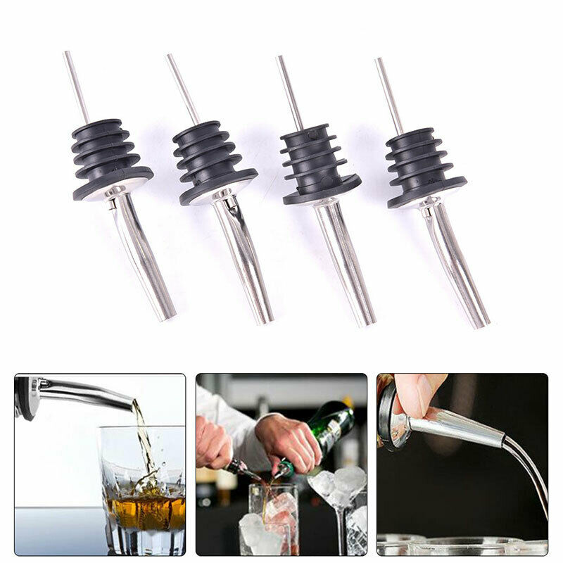 4x Liquor Spirit Pourer Free Flow Wine Bottle Pour Spout-Stopper Stainles.l8