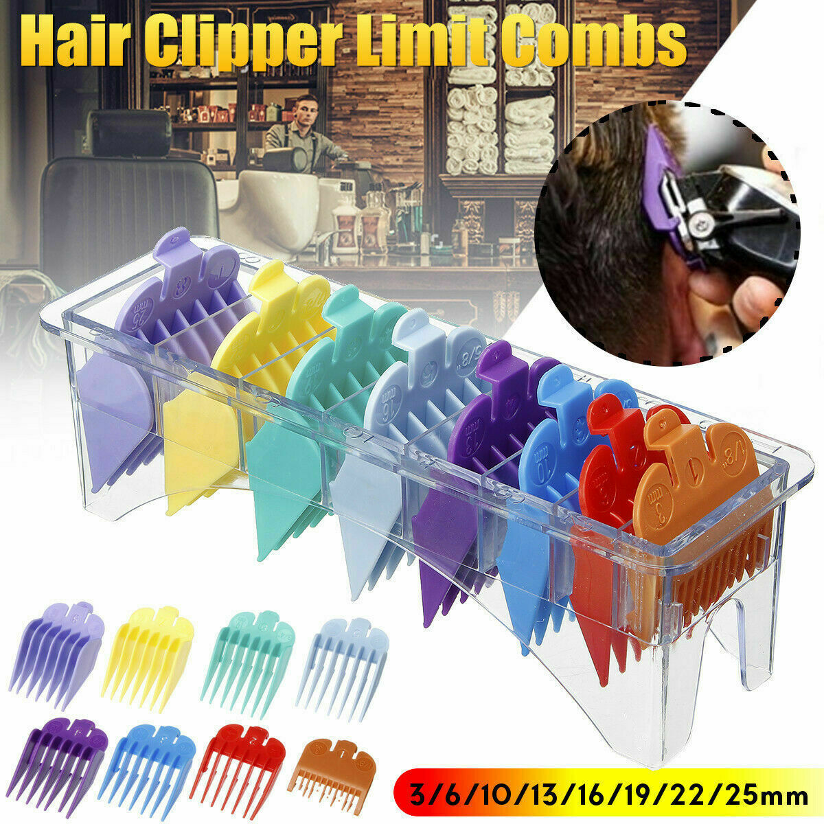Standard Guards Attach Trimmer Hair Clipper Guide Comb Set Style for WAHL 8pcs