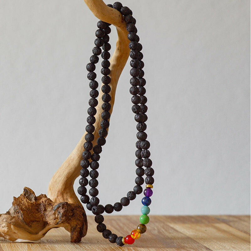 Necklace« Healing Of 7 Chakras » IN Stones Lava - New
