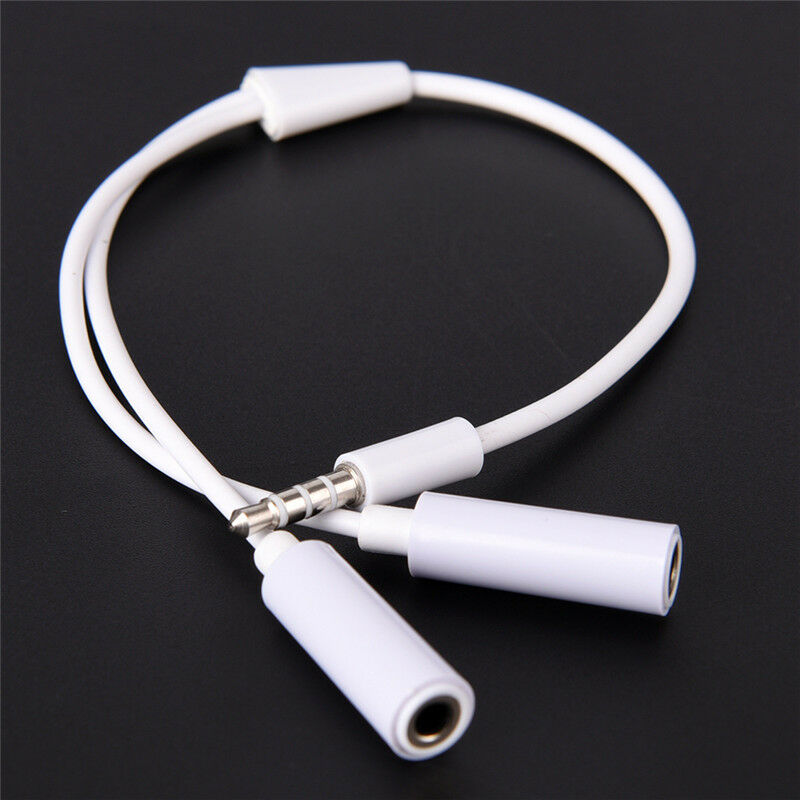 3.5mm AUX Audio Mic Splitter Cable Earphone Headphone Adapter Male To Female Tt