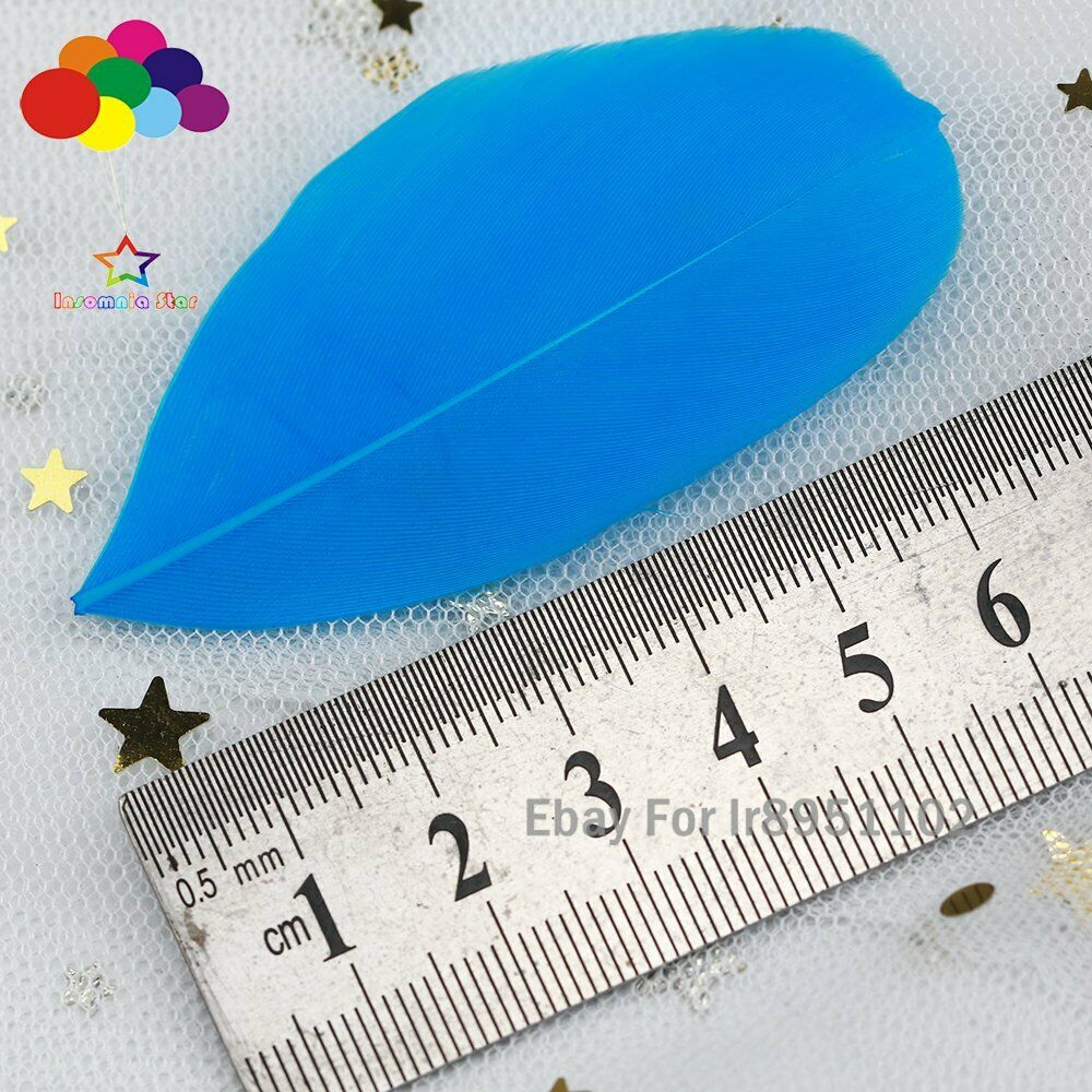 5-7cm Natural Swan Feathers 100pcs Soft Goose Plumes Warm Lake Blue Dyed