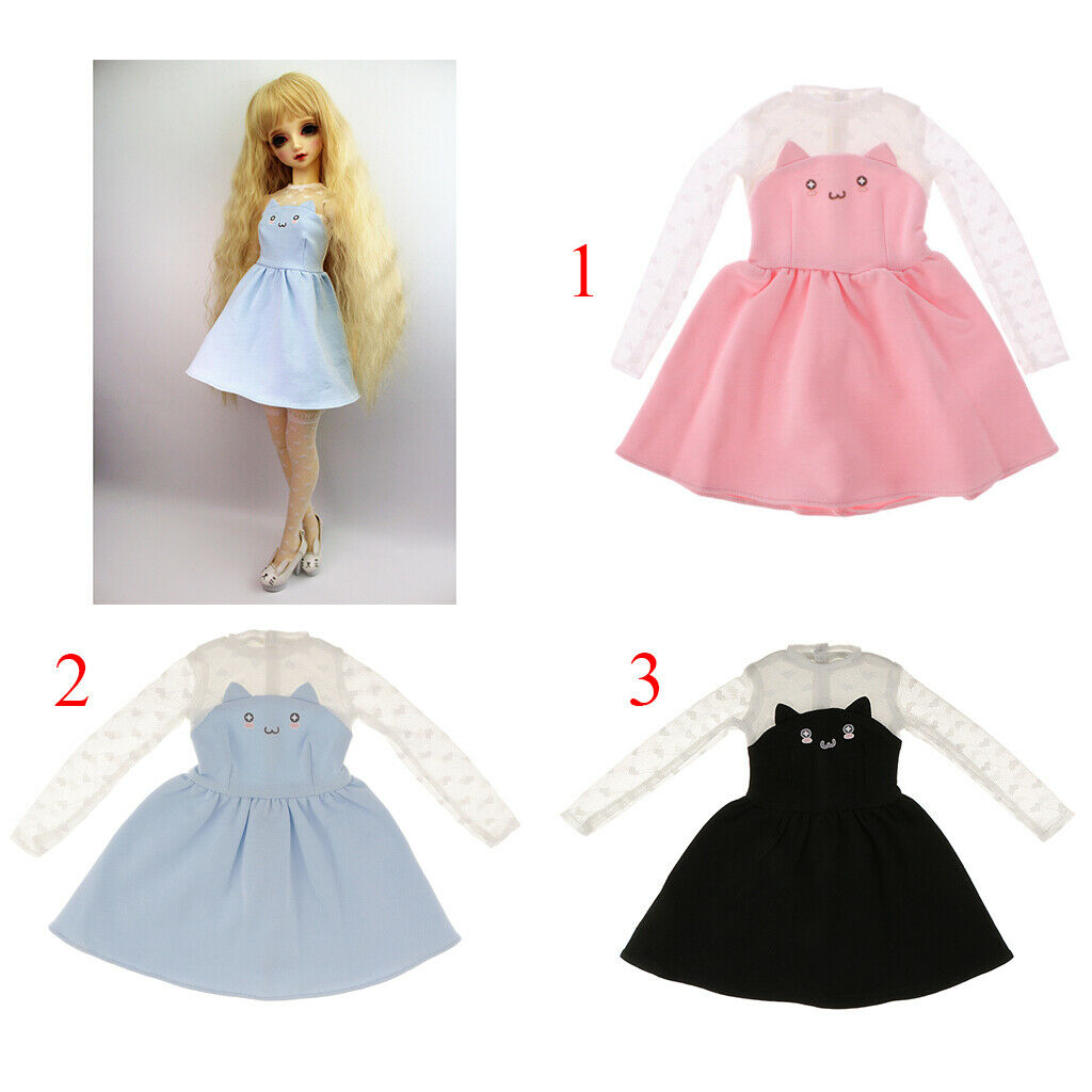 Cute Pink Cat Face Knitted Lace Sleeve One-piece Skirt Dress for 1/3 BJD SD
