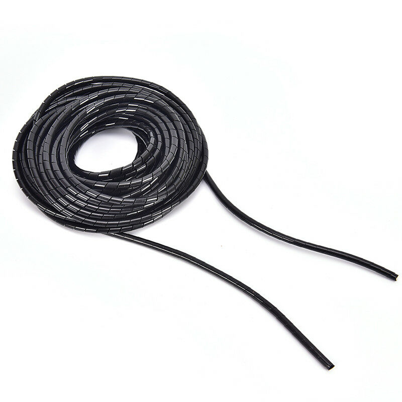 6mm Outside Dia 17M PE Polyethylene Spiral Cable Wire Wrap Tube Black BDAU