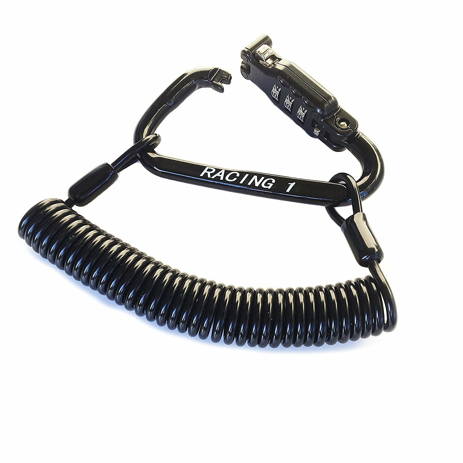 Motorcycle Helmet Lock & Cable Black Tough Combination PIN Locking Carabiner