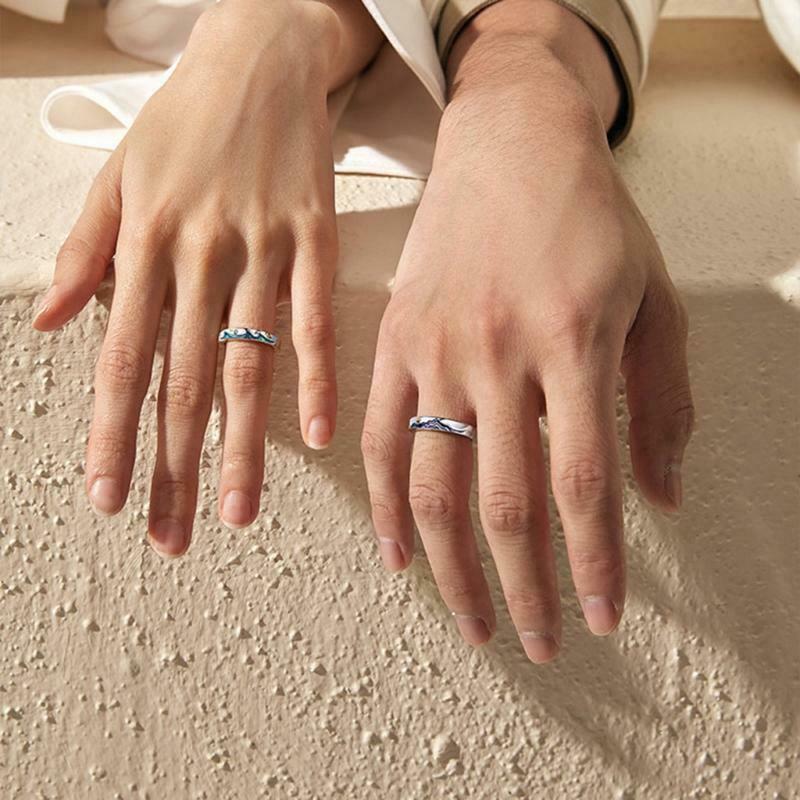 2 Pieces Couples Copper Rings Sets for Boys and Girls Promise Rings for Couples