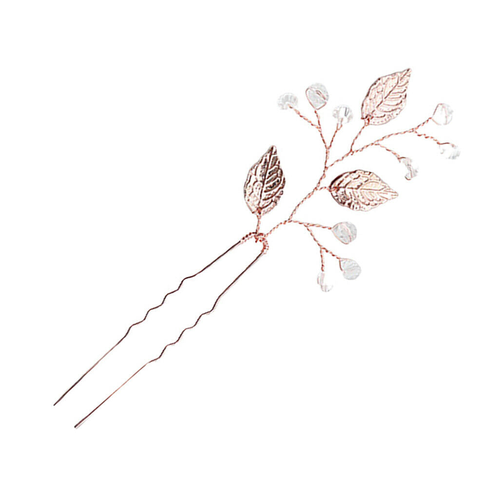 Stunning Leaf Charm Hairpin Tiara Barrette Bridal Prom Hairclip Hair Stick