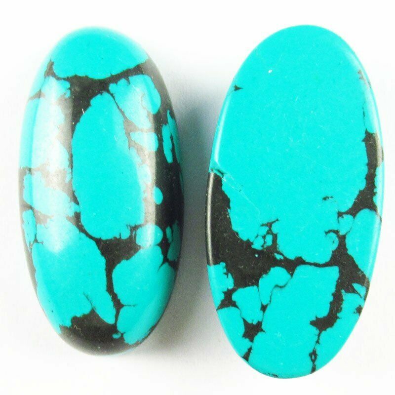 8pcs 30x15x7mm Blue Black Turquoise 38g Oval Cab Cabochon A-310JM