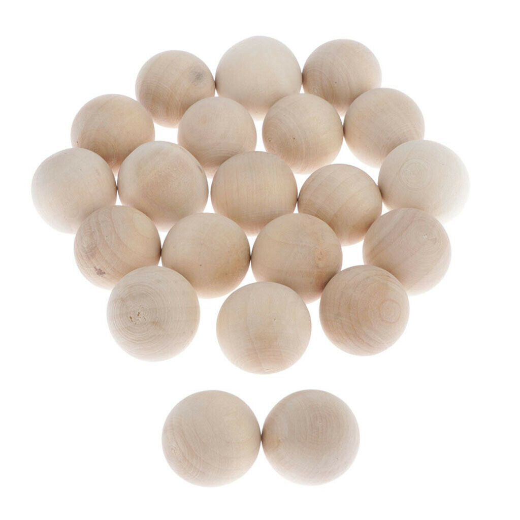 20Pcs Wooden Hardwood Balls 3cm Round Beech Wood Beads for Crafts Toys