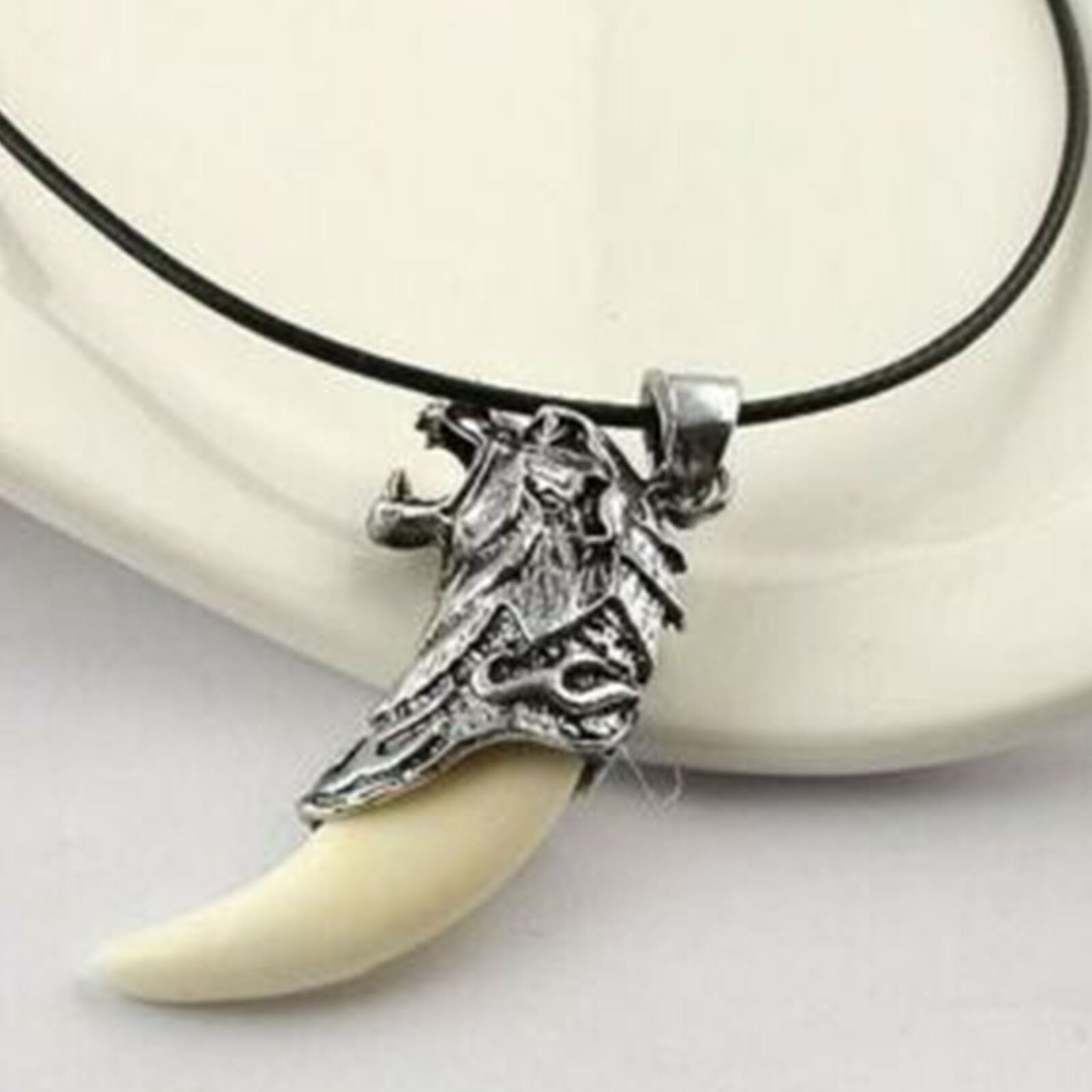 Gothic Necklace Tooth Wolf Dragon Head Animal Pendant Men Jewelry