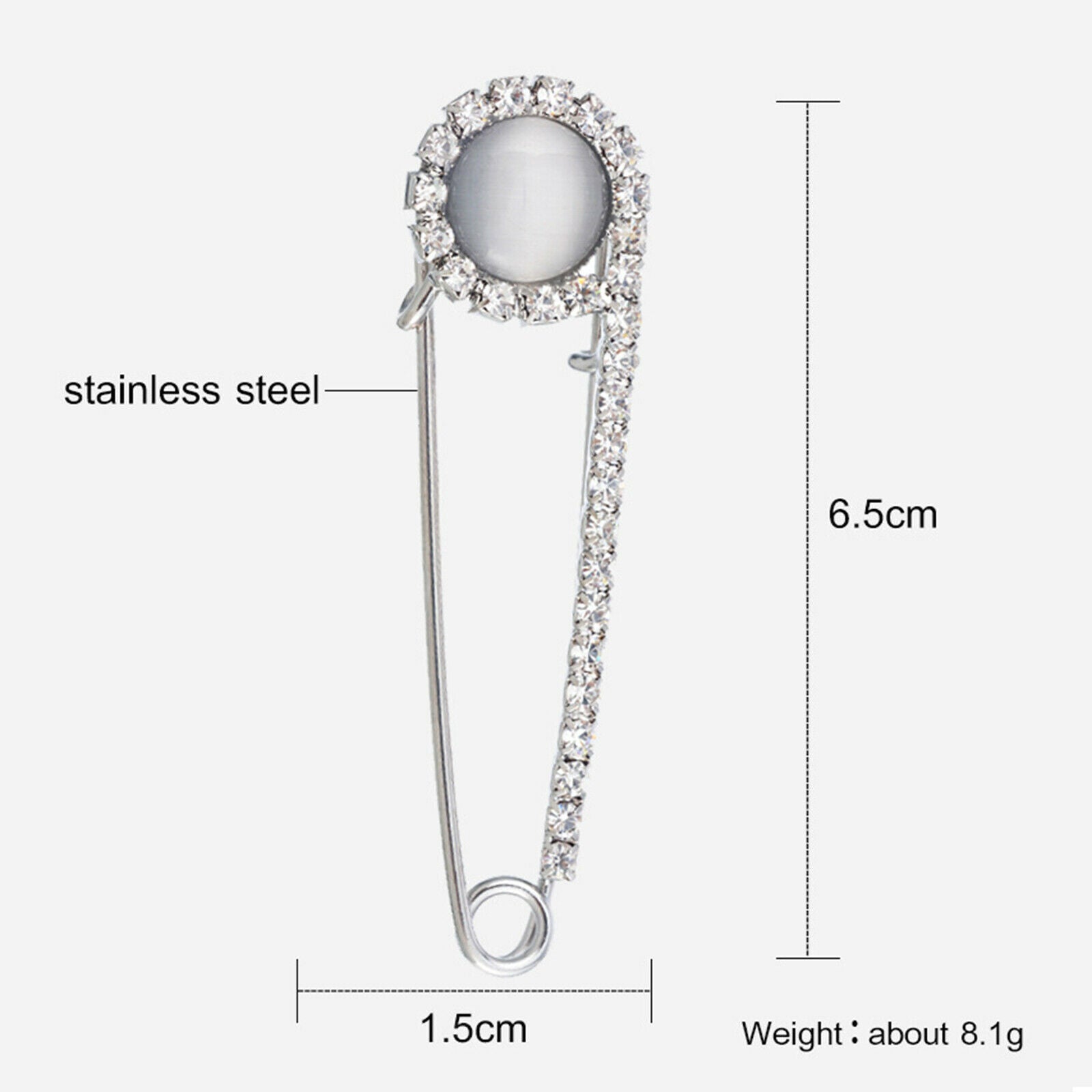6 Pack Creative Women Crystal Brooch Pins Buckle Anti-Exposure Fixed Clothes