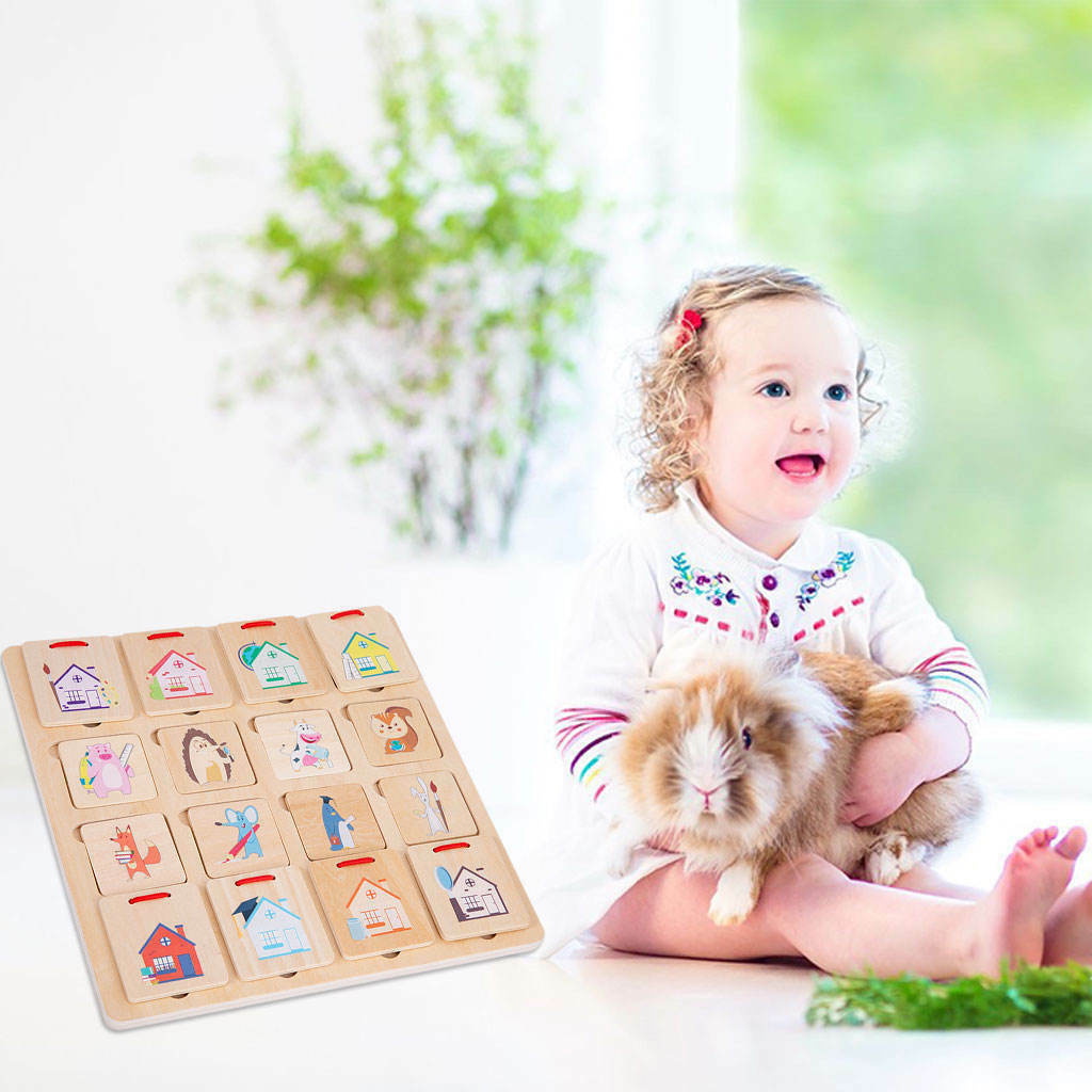 Matching Puzzles Wood Craft Toys Finding House Montessori for Toddlers
