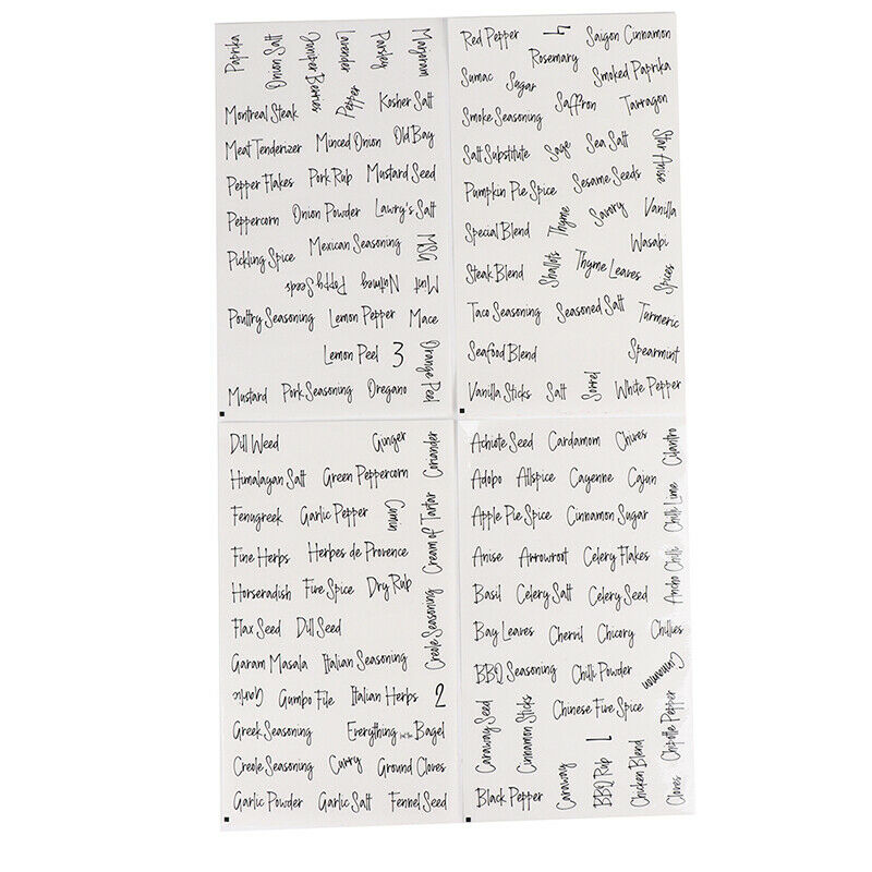 Transparent Spice Stickers Waterproof Black White Preprinted Pantry StickersFCA