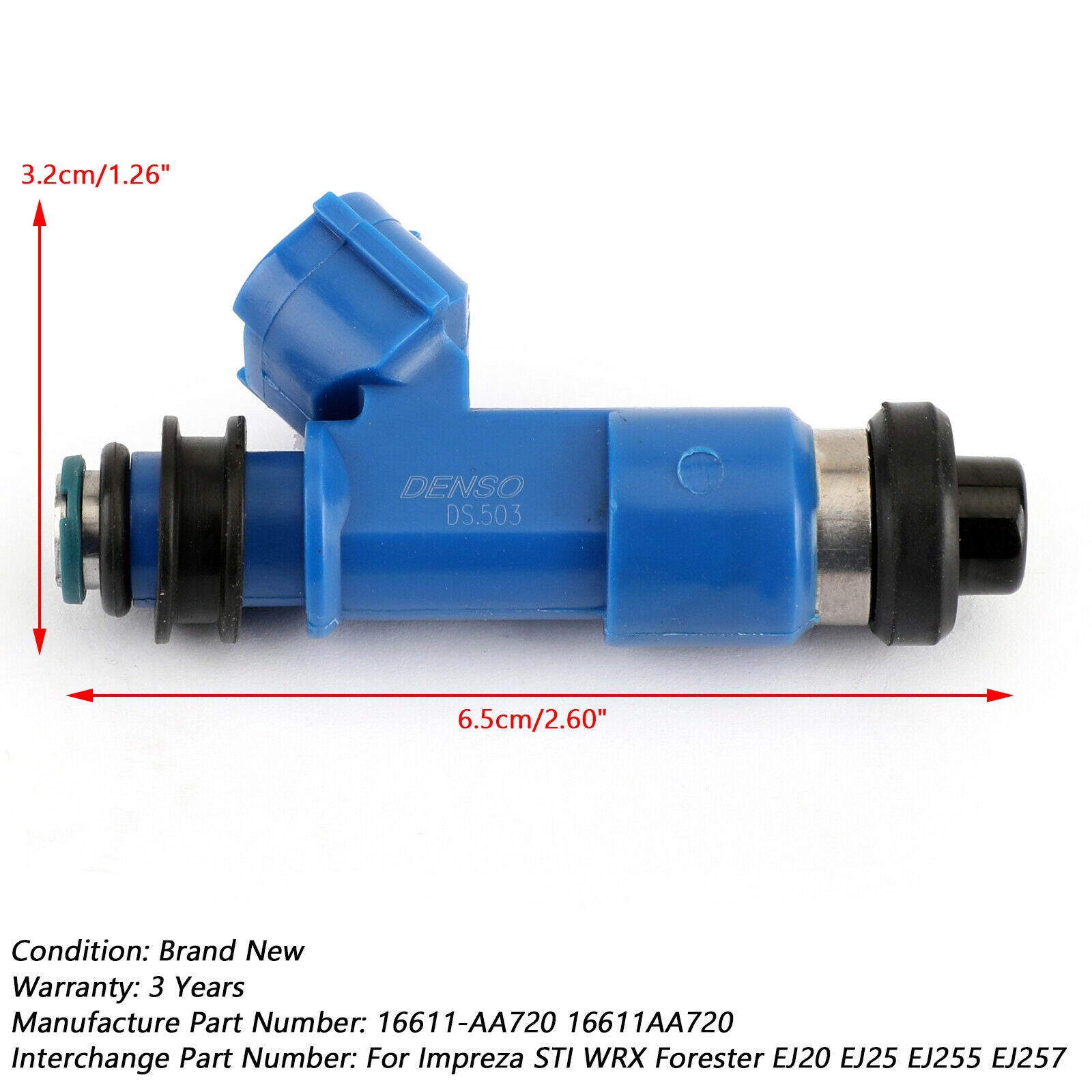 4PCS Dark Blue 565cc Fuel Injectors Fit WRX / STI 16611-AA720 2.5L CN
