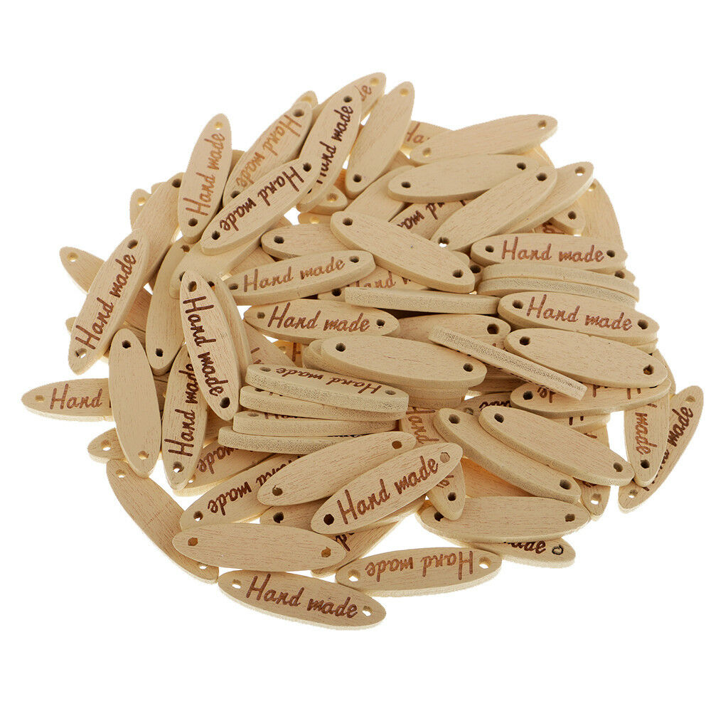 100x Natural Handmade Label  -holes Buttons Tags Clothing Decoration