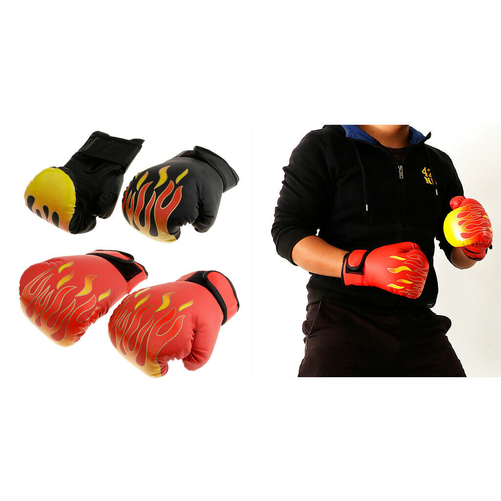 2 Pairs of Boxing Gloves Padded with Polyurethane Foam, Half Finger Kickboxing