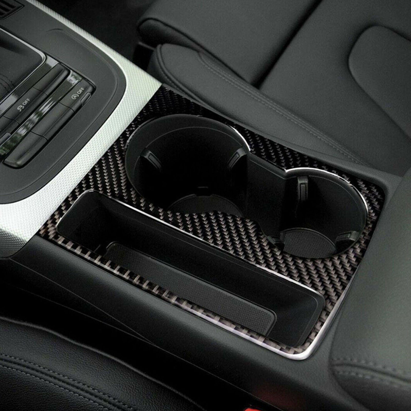 Carbon Fiber Water Cup Holder Panel Cover Trim for Audi A4 A5 Quattro S4 S5 RS5