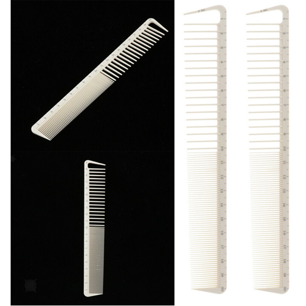 2x Portable Anti-Static Hair Cutting Comb Salon Hair Styling Measuring Comb