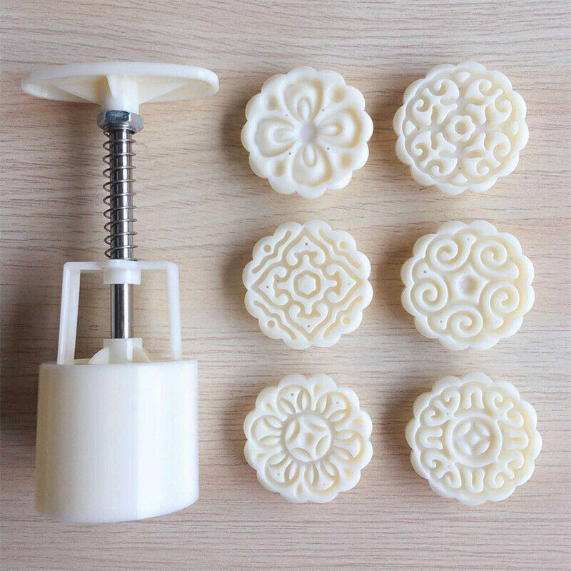 6pcs/set Flower Shaped Mooncake Mold Cake Mold Hand Pressure Fondant Moo BgDFAU