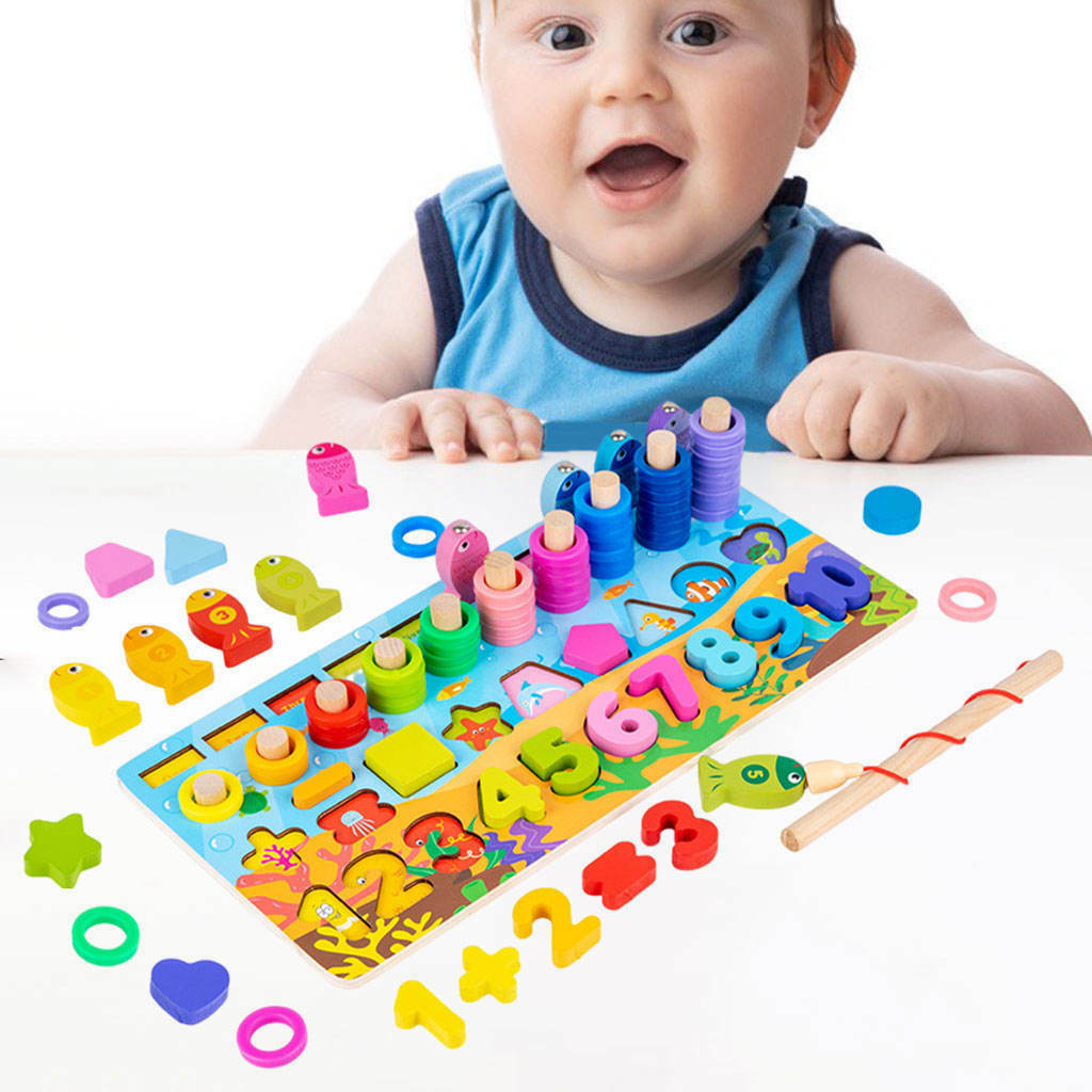 Wooden Blocks Puzzle Toddlers Preschool Education Learning Logarithmic Board