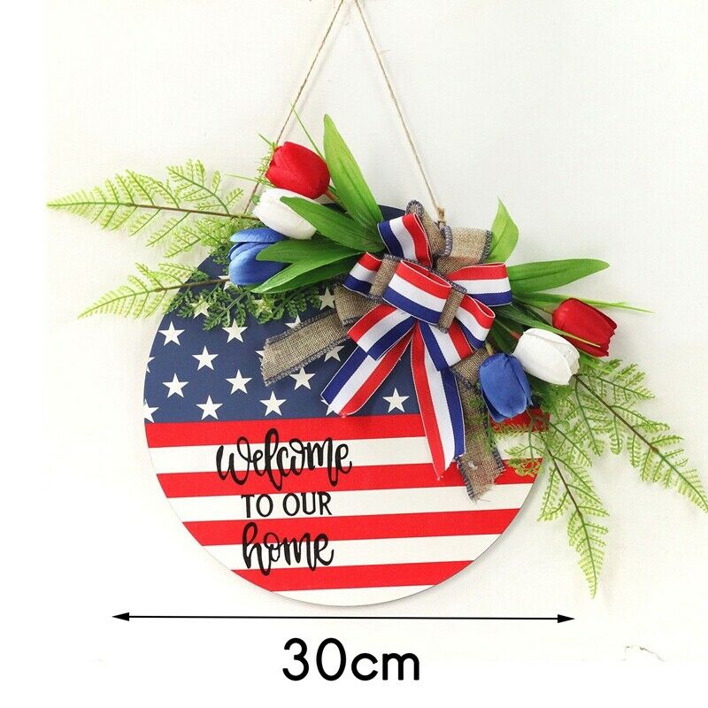4Th of July Hanging Wooden Sign American Patriotic Independence Day Home WinL9O4