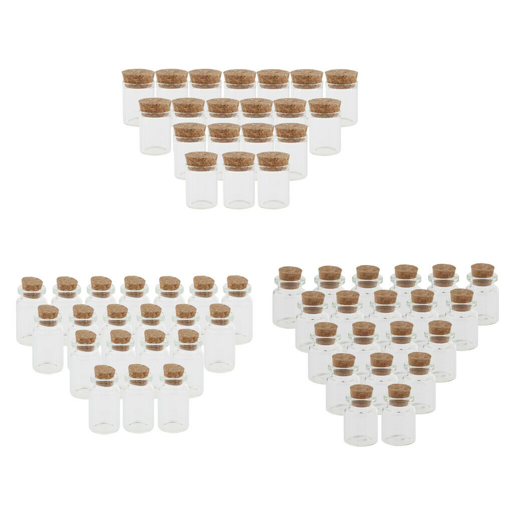 Pack of 60 5+10+15ML Message Lucky Wishing  Cork Glass Vials DIY Necklace