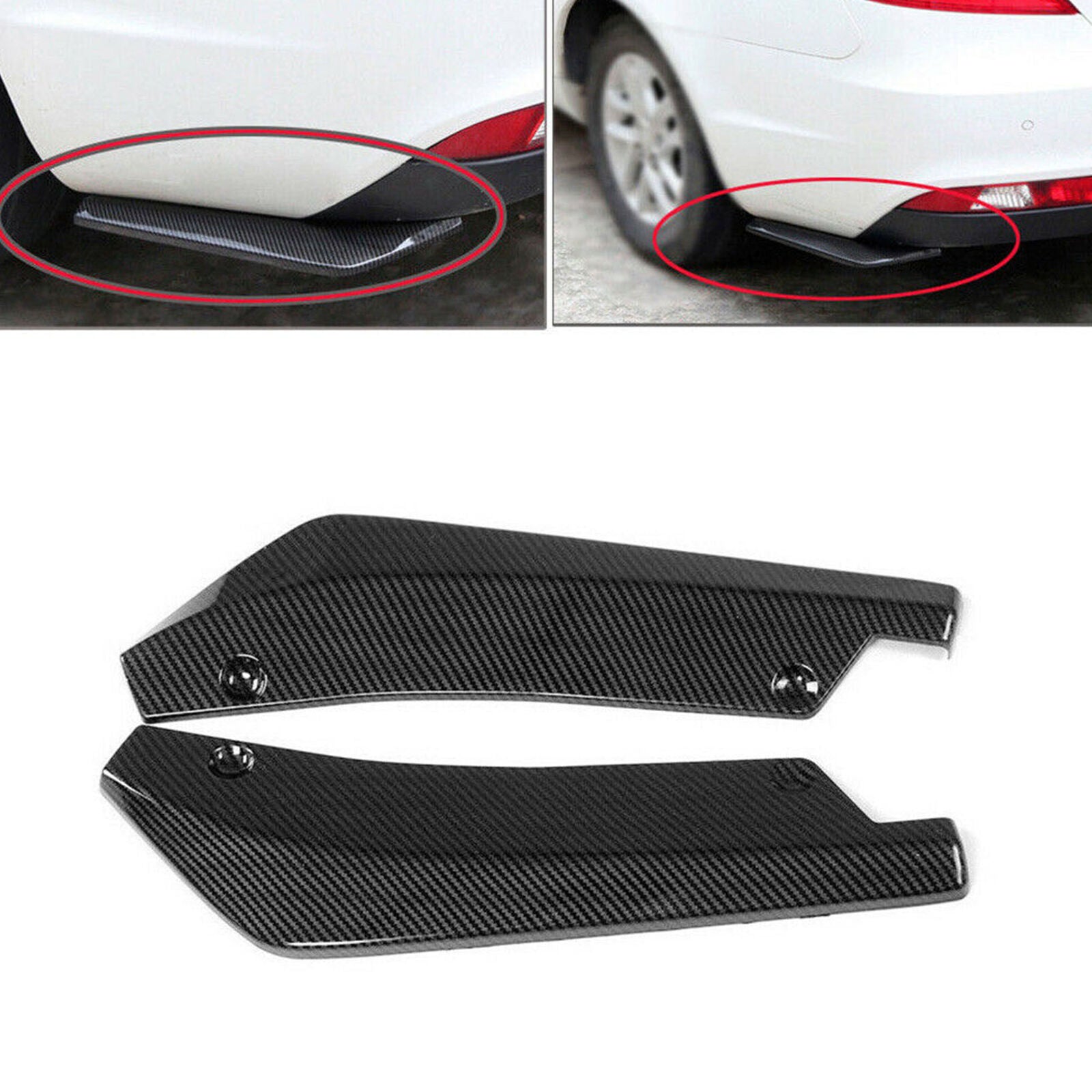 Carbon Fiber 2PCS Rear Bumper Lip Diffuser Splitter Canard Protector Accessories