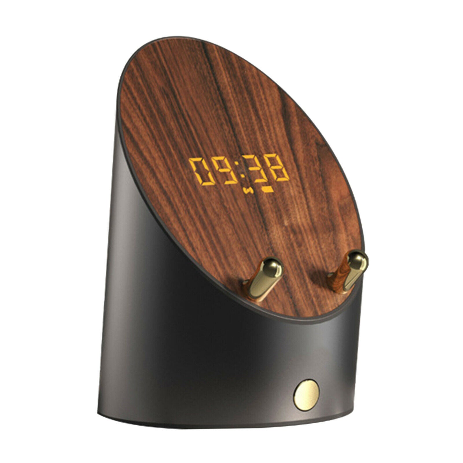 Wireless Speakers Cell Phone Stand Portable Clock Function Wood Screen