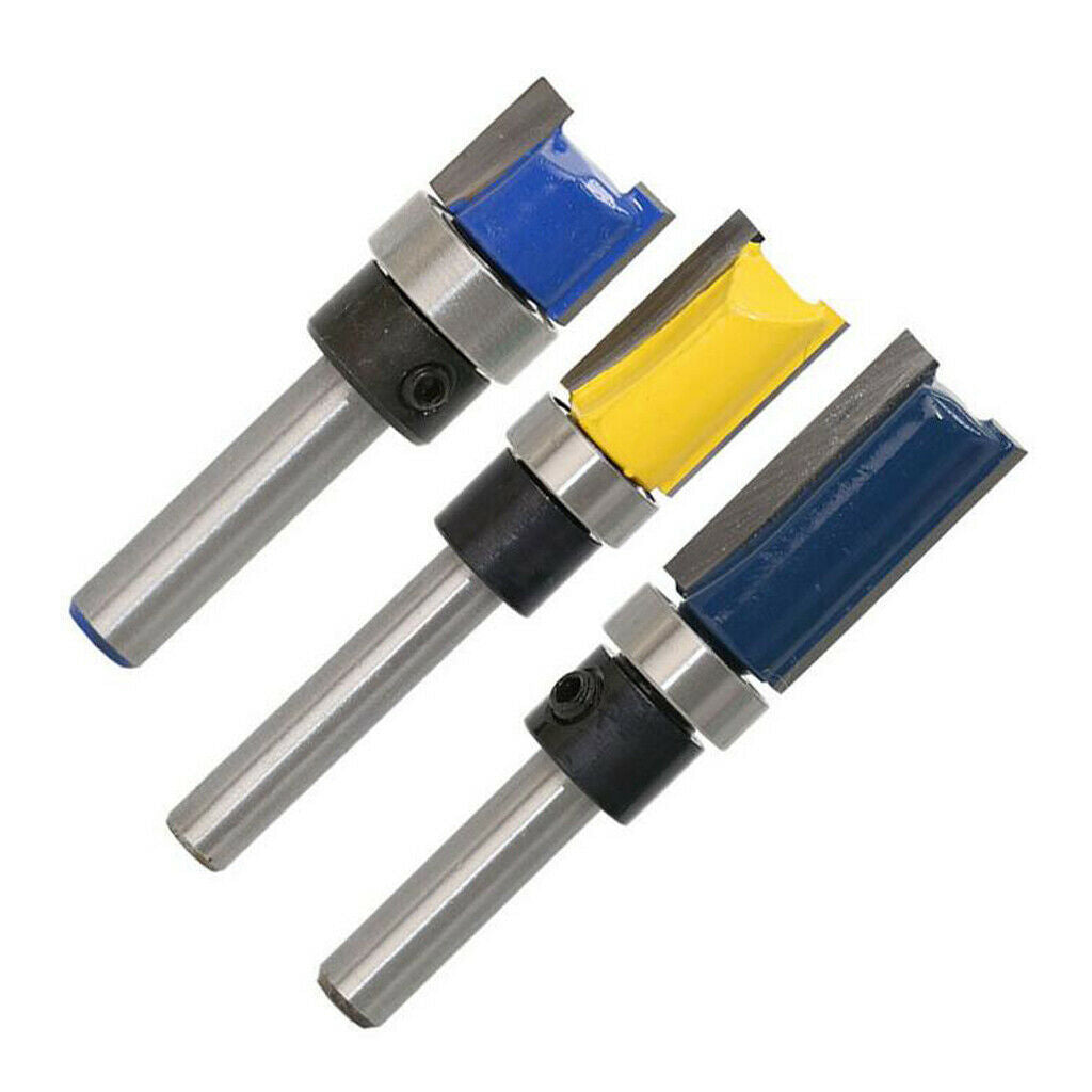 3x Upper Rod Flush Bearing Trim Router Wood Cutter 12.7x11.9mm