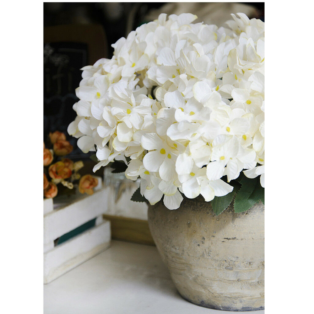 Upscale 6 Heads Artificial Hydrangea Simulation Flowers Bouquet Decor White