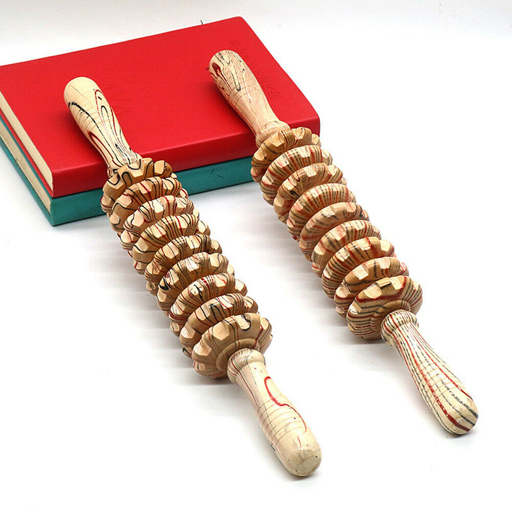 Wooden Roller Trigger Point Stick Body Therapy Massager Wand Muscle Relief Tools