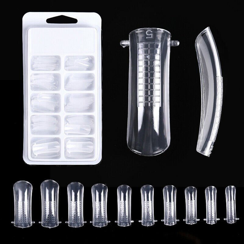 100Pc/Box Clear Dual Forms Nails System Full Cover Quick-Building Gel Mold TiWF
