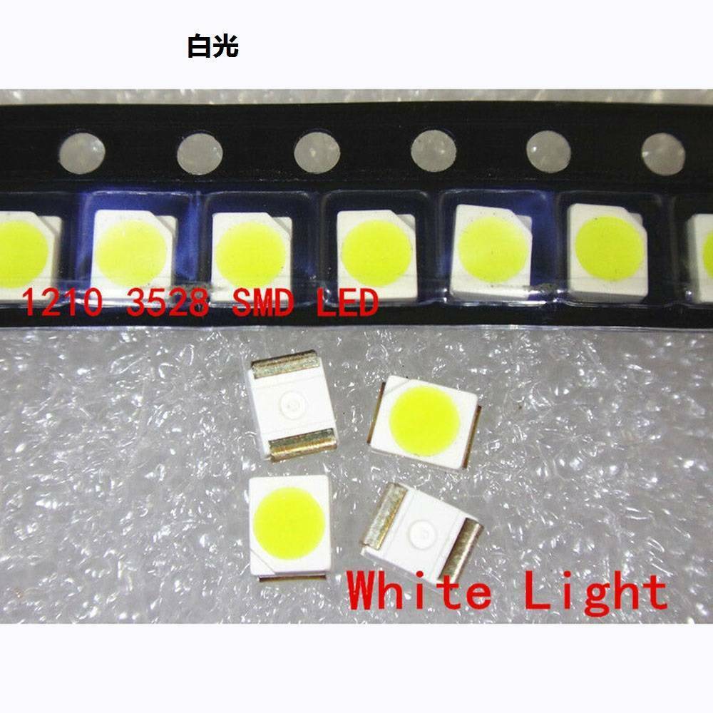 100PCS 3528 White Ultra Bright Light Diode 1210 SMD LED PLCC-2 20mA LED Light_US