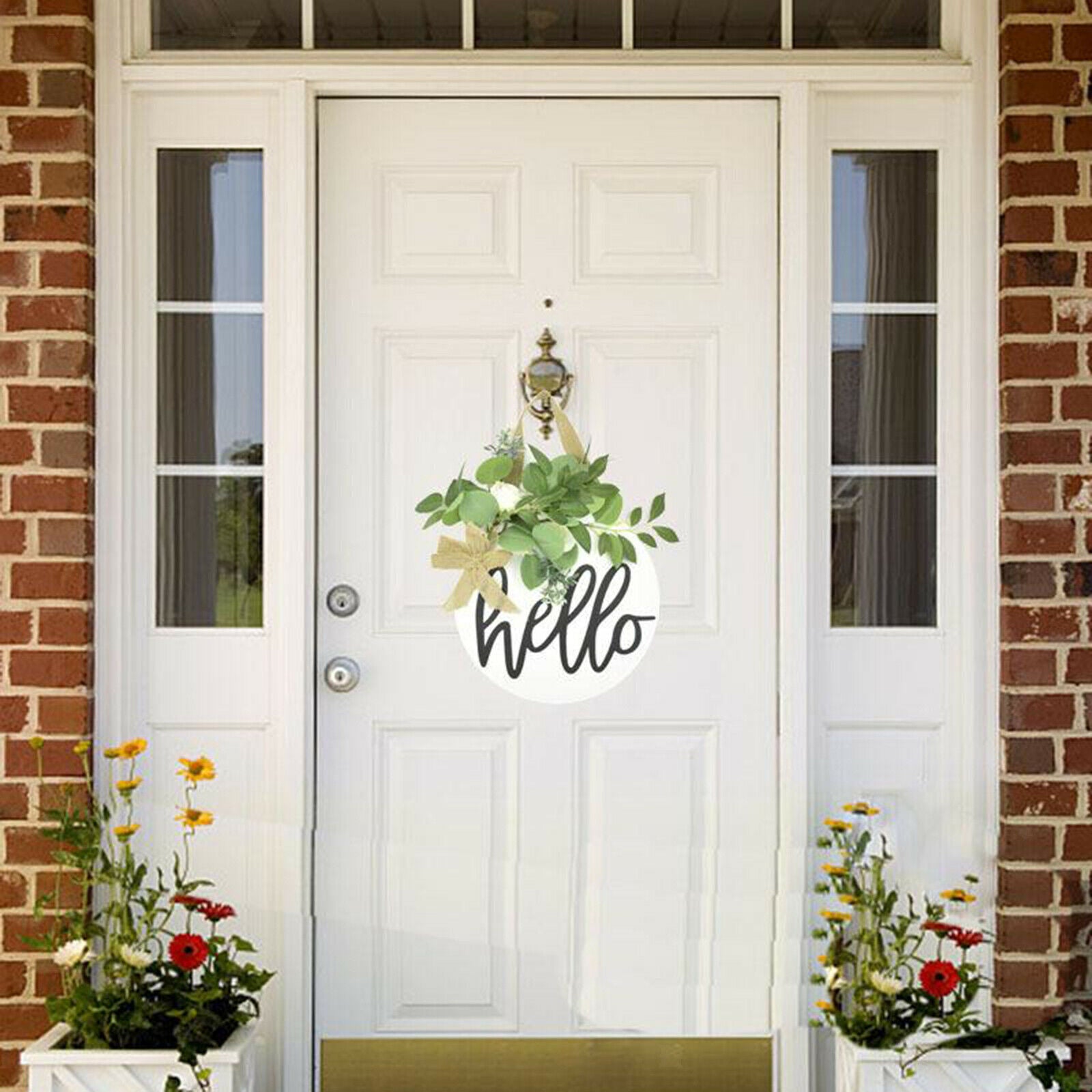 Hello Sign Front Door Round Wood Sign Hanging Sign for Farmhouse porch Home