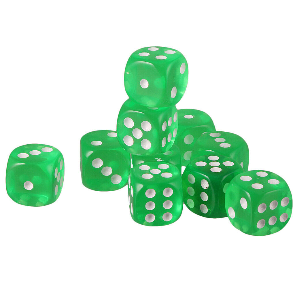 Acrylic Six Side Dice D6 16mm for Board Game Toys RPG DND Games Grass Green