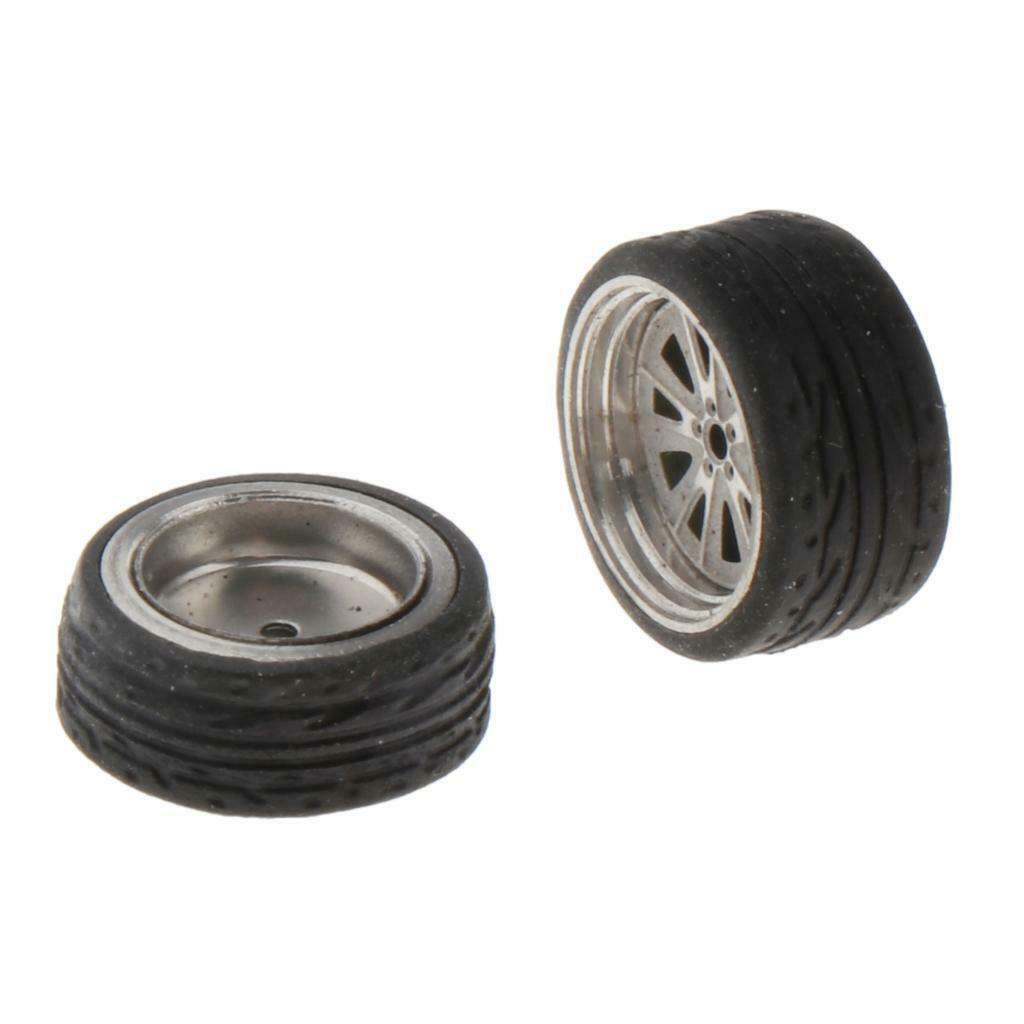 1:64 11mm Metal Wheel Rims Tires Kit for Matchbox Cars Parts DIY Accessories