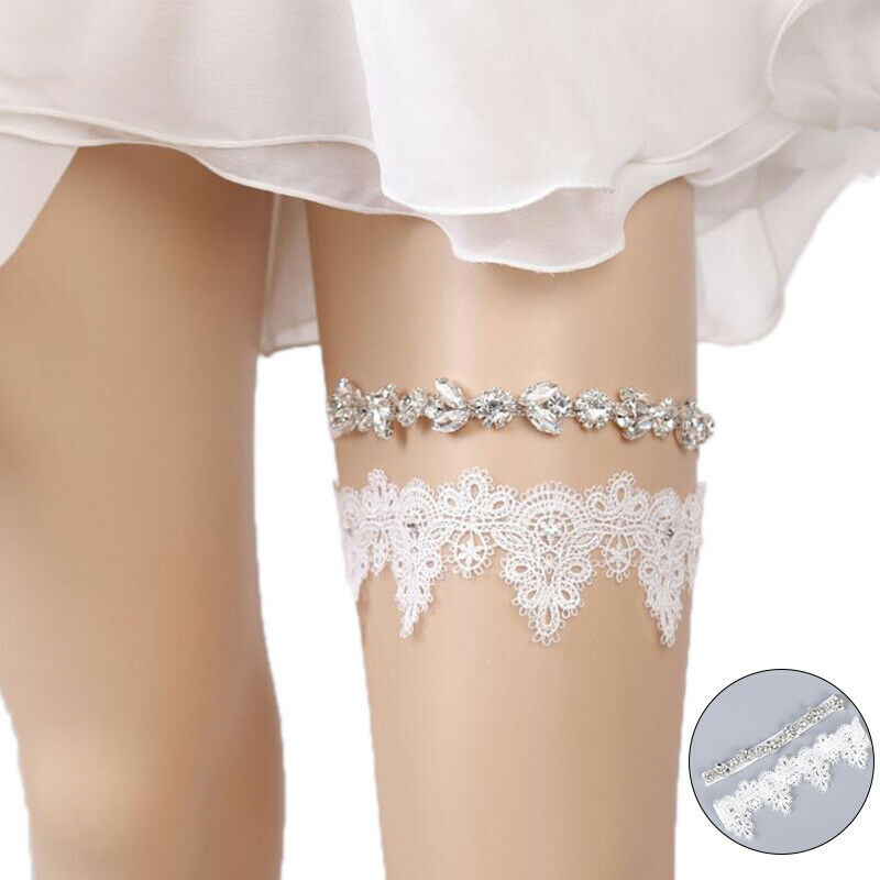 Women Rhinestone Lace Leg Wedding Garter Thigh Ring Belt Bridal Accessories P DD