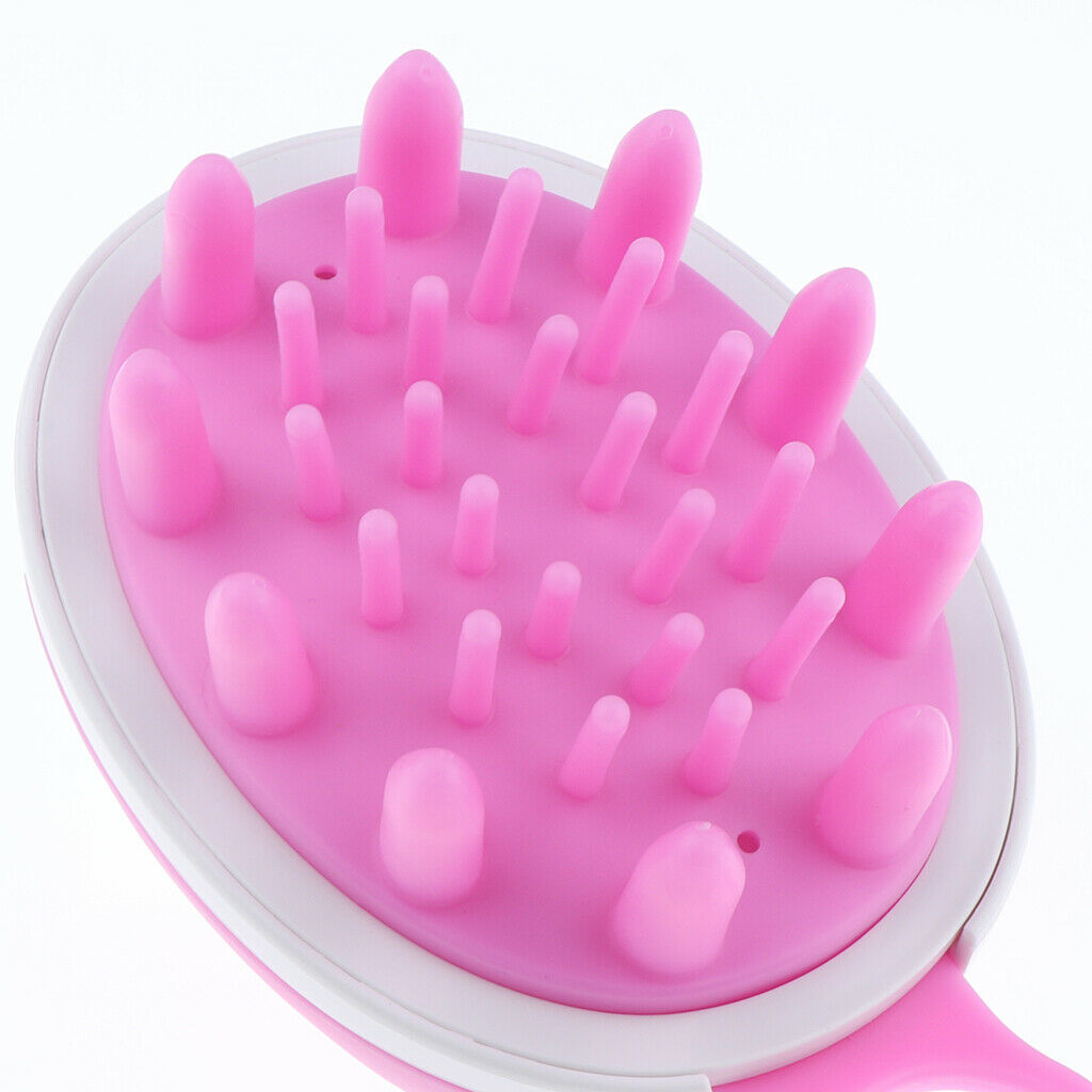 Soft Silicone Oval Shampoo Scalp Head Hair Massage Massager Brush Comb Pink