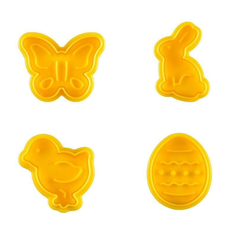 4pcs/set Butterfly,Rabbit,Chick,Easter Egg Shape Animal Plastic Fondant Cookie