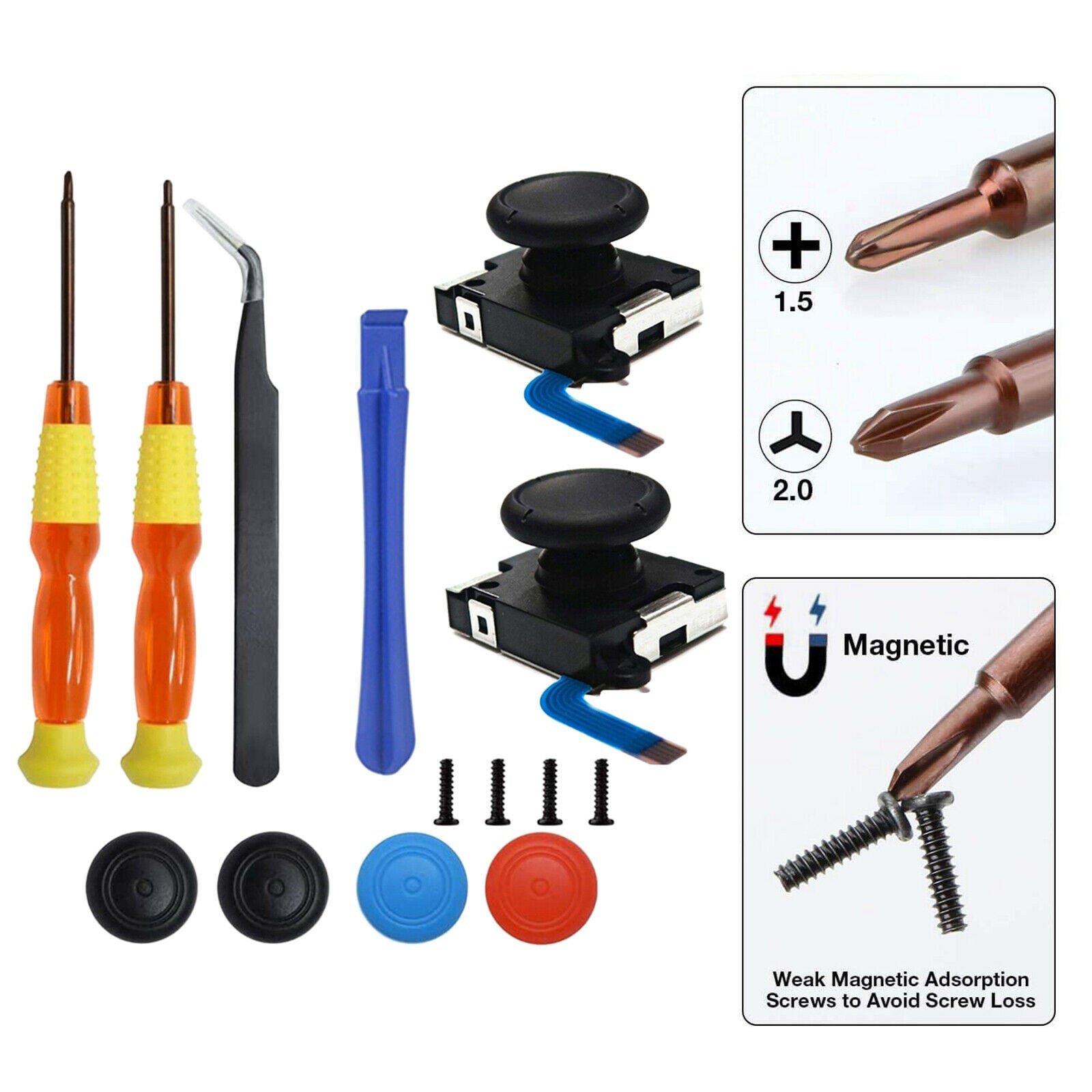 Replacement Joystick Thumbsticks for Nintendo Switch Joy-Con Kit with Screws