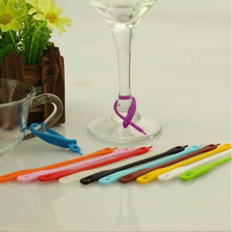 12pcs/set Silicone Colorful Glass Bottle Drink Cup Marker Cup Identify Label