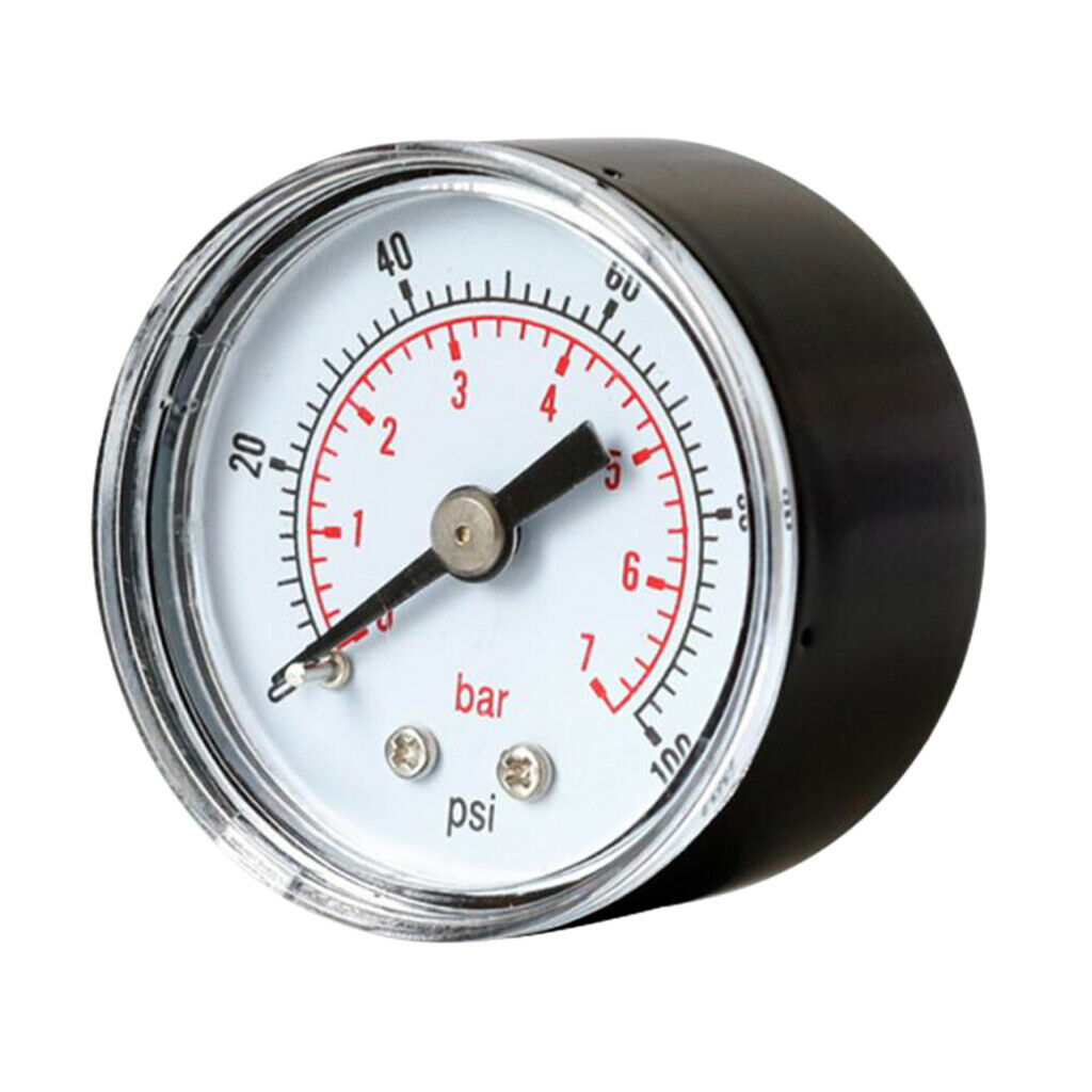 TS-Y40Z8 40mm Air Pressure Gauge 0-100 PSI 0-7bar Horizontal Back Rear