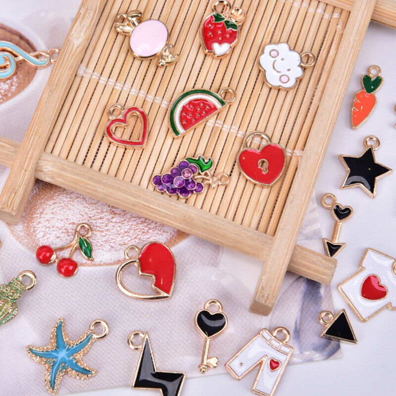 30pcs/lot Enamel Alloy Mixed Charms Pendant Jewelry DIY Craft Making Colo.l8