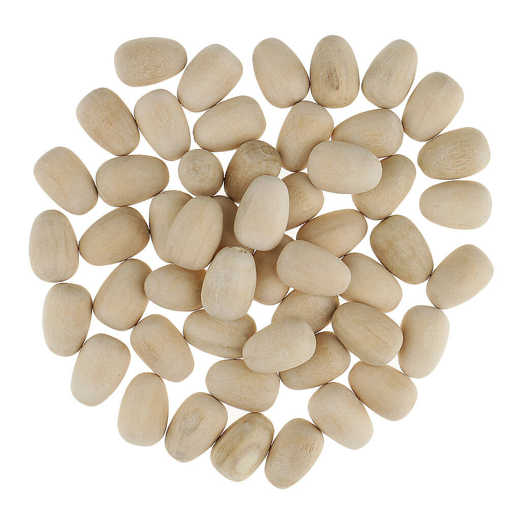 50pcs Wooden Eggs Wood Easter Decorations Embellishment Unfinished Wood Eggs
