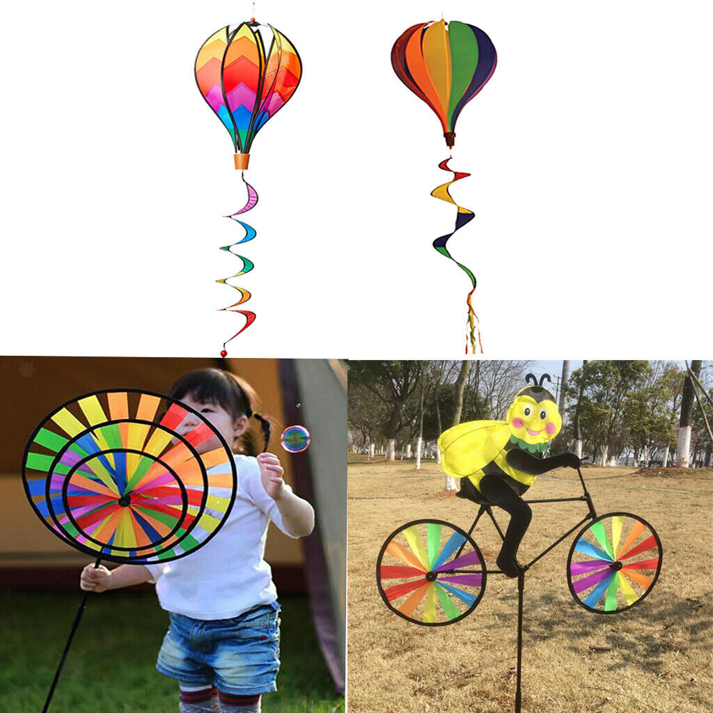 4pcs DIY Windmill Pinwheel Wind Chimes Hot Air Balloon Outdoor Toys