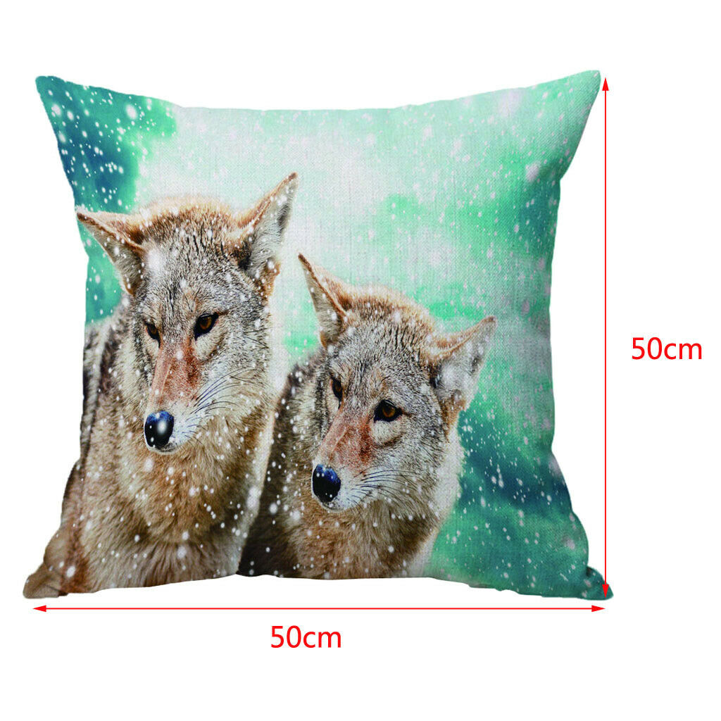 Velvet Animal Printed Throw Pillow Cover Cushion Sham Pillowcase 50cm Wolf