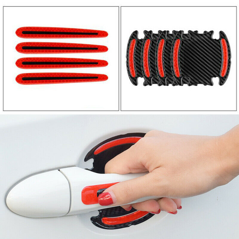 8PCS Car Exterior Door Stickers Reflective Tape Night Safety Anti-Scratch Trim